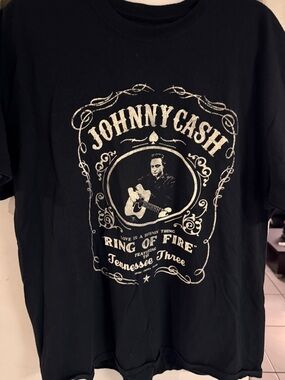 Johnny Cash Ring of Fire Graphic Tee - Black